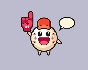 Baseball cartoon with number 1 fans glove