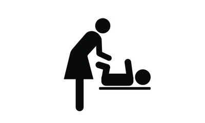 Changing station restroom sign vectors icon Woman changing diaper silhouette 