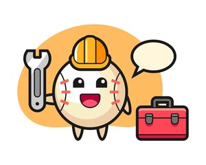 Baseball cartoon as a mechanic