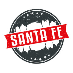 Naklejka premium Santa Fe New Mexico Round Travel Stamp Icon Skyline City Design.
