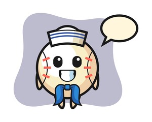 Baseball cartoon as a sailor man