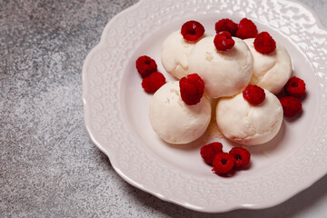 Raspberry ice cream. Sweets