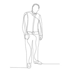 vector, isolated, one line drawing of a man standing, sketch