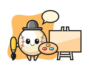 Baseball cartoon as a painter