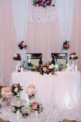 decor in the banquet hall, table for newlyweds