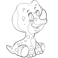 sketch of a cute dinosaur, coloring book, cartoon illustration, isolated object on a white background, vector illustration,