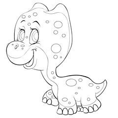 sketch of a cute dinosaur, coloring book, cartoon illustration, isolated object on a white background, vector illustration,