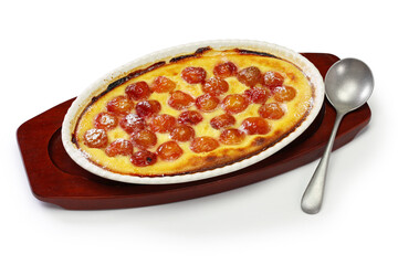 traditional cherry clafoutis, contains pits of the cherries