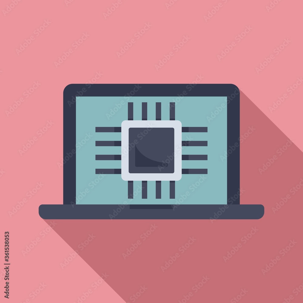Poster ai laptop processor icon. flat illustration of ai laptop processor vector icon for web design