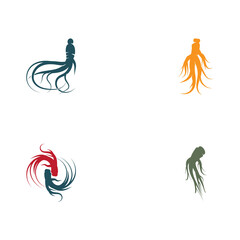 Obraz premium Set Ginseng Wave Logo Template