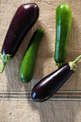 top view of zucchini and eggplant