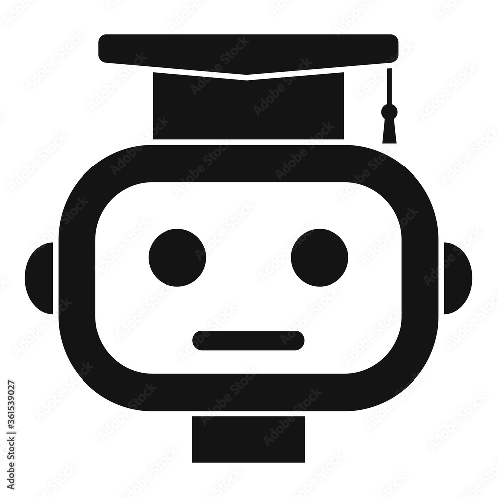 Poster graduated ai robot icon. simple illustration of graduated ai robot vector icon for web design isolat