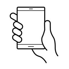 hand using tablet device line style icon