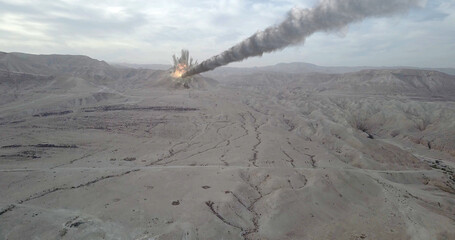 Meteor Asteroid Crashing in the Desert Mountain