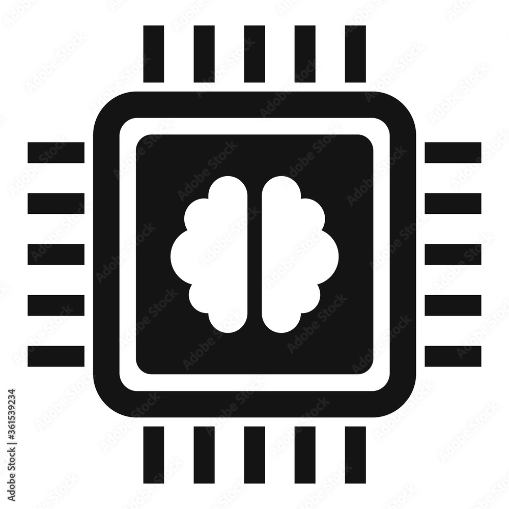 Poster brain ai processor icon. simple illustration of brain ai processor vector icon for web design isolat