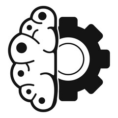 Gear brain ai icon. Simple illustration of gear brain ai vector icon for web design isolated on white background