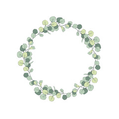 Round floral frame of leaf branches