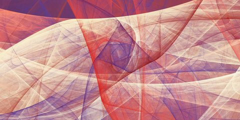 Abstract red and blue chaotic glass shapes. Fantasy geometric fractal background. Digital art. 3d rendering.