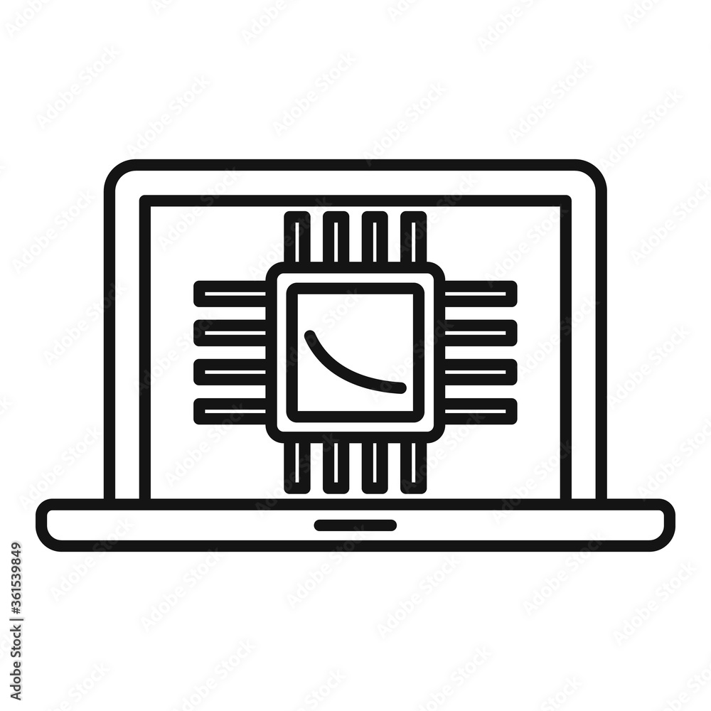 Poster ai laptop processor icon. outline ai laptop processor vector icon for web design isolated on white b