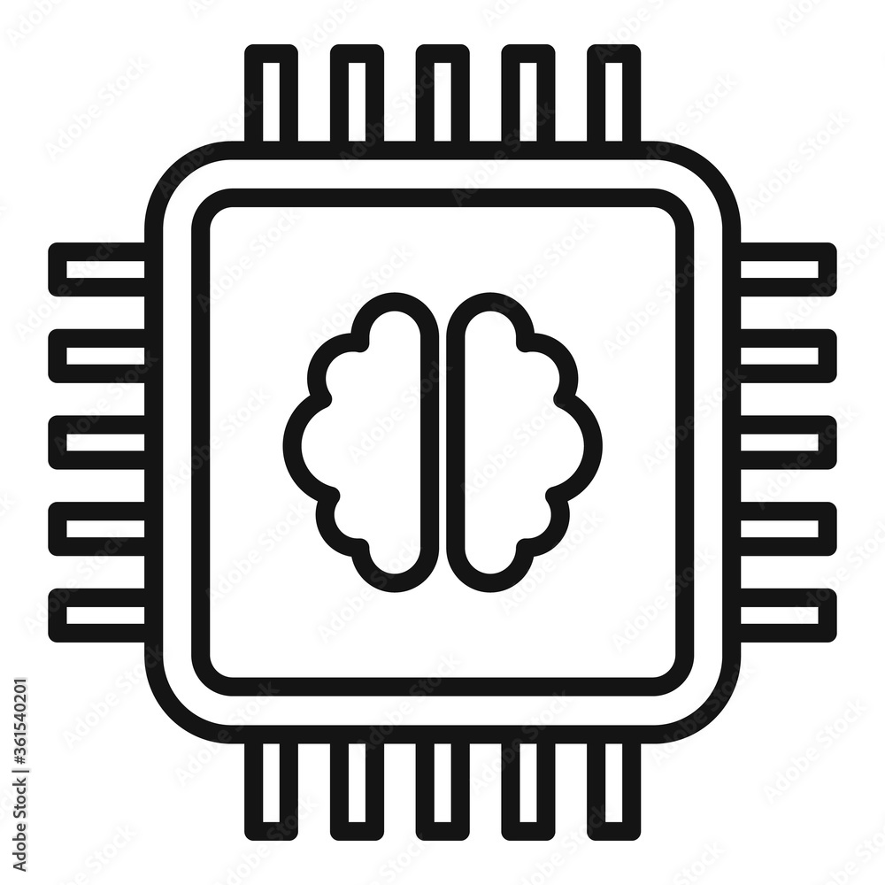 Poster brain ai processor icon. outline brain ai processor vector icon for web design isolated on white bac
