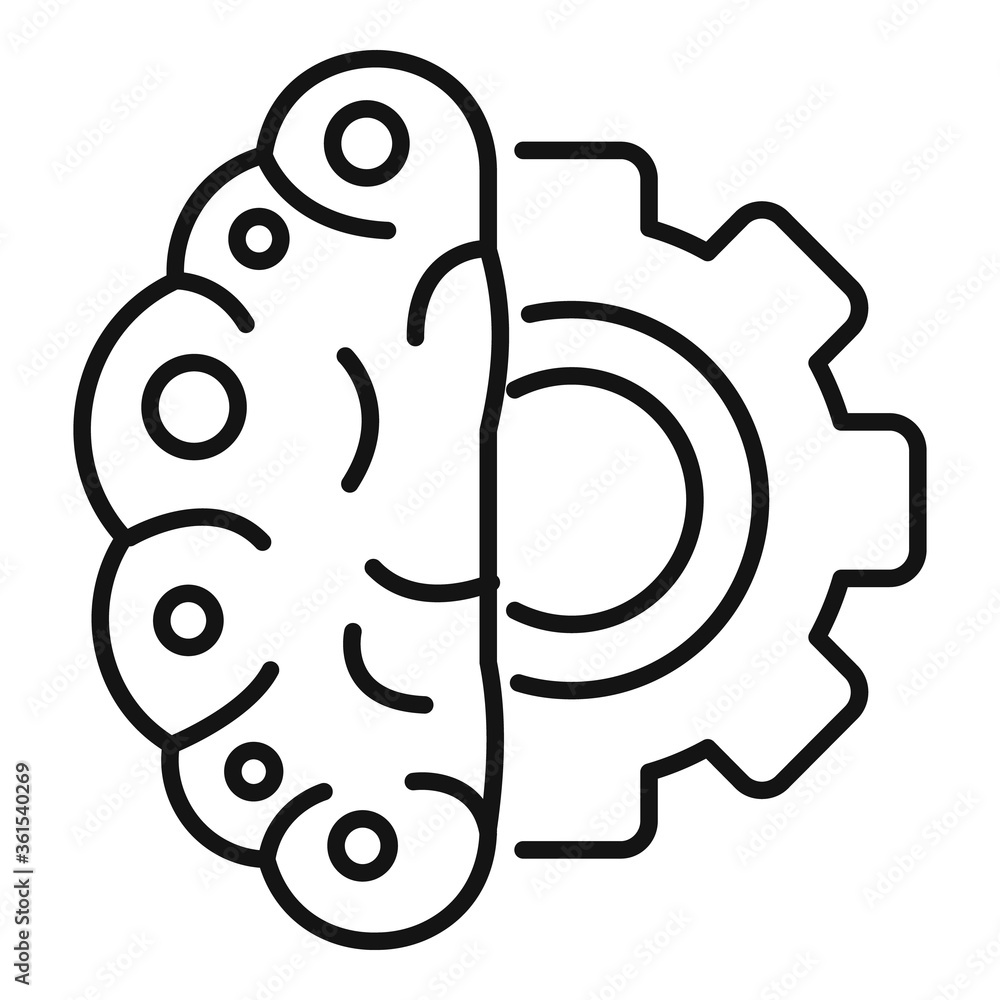 Poster gear brain ai icon. outline gear brain ai vector icon for web design isolated on white background