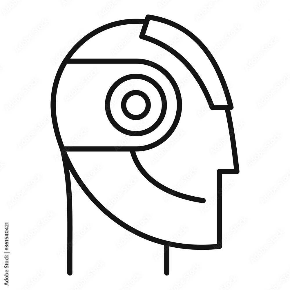 Poster modern robot head icon. outline modern robot head vector icon for web design isolated on white backg