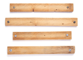wooden board, beam or bars on white background