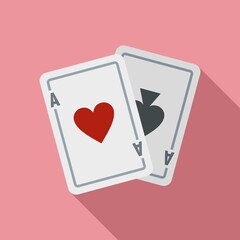 Video game playing cards icon. Flat illustration of video game playing cards vector icon for web design