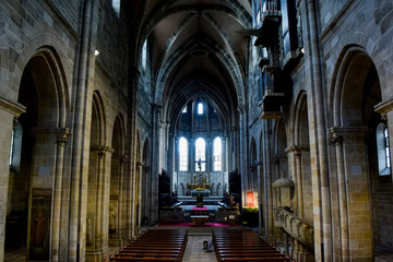 Interior of Bamberg Cathedral of St. Peter and St. Georg in Bamberg, Bavaria, Franconia, Germany. November 2014