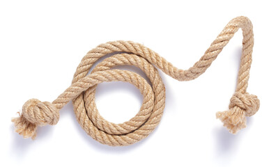 ship rope with sea knot on white background