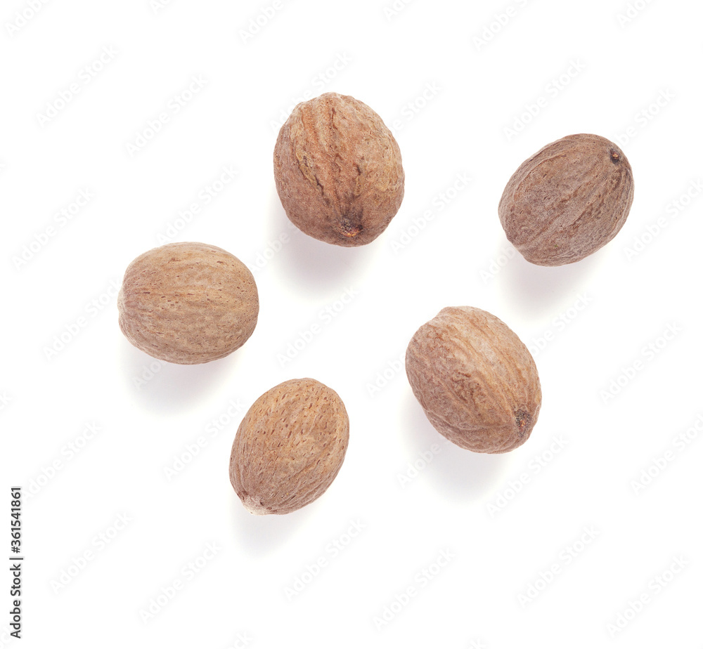 Sticker nutmeg on white background