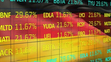 Stock market data processing against German national flag - Powered by Adobe