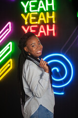 Portrait of a beautiful african american woman, anti racism, ordinary life of black people.
