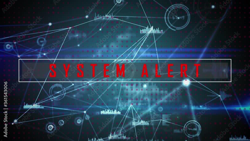 Aufkleber system alert text against web of connections