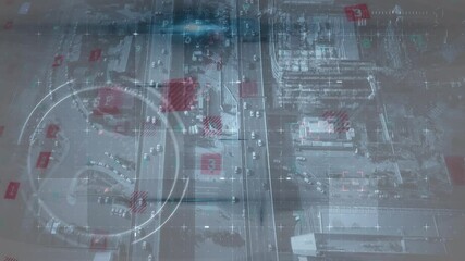 Round scanner and data processing against cityscape - Powered by Adobe