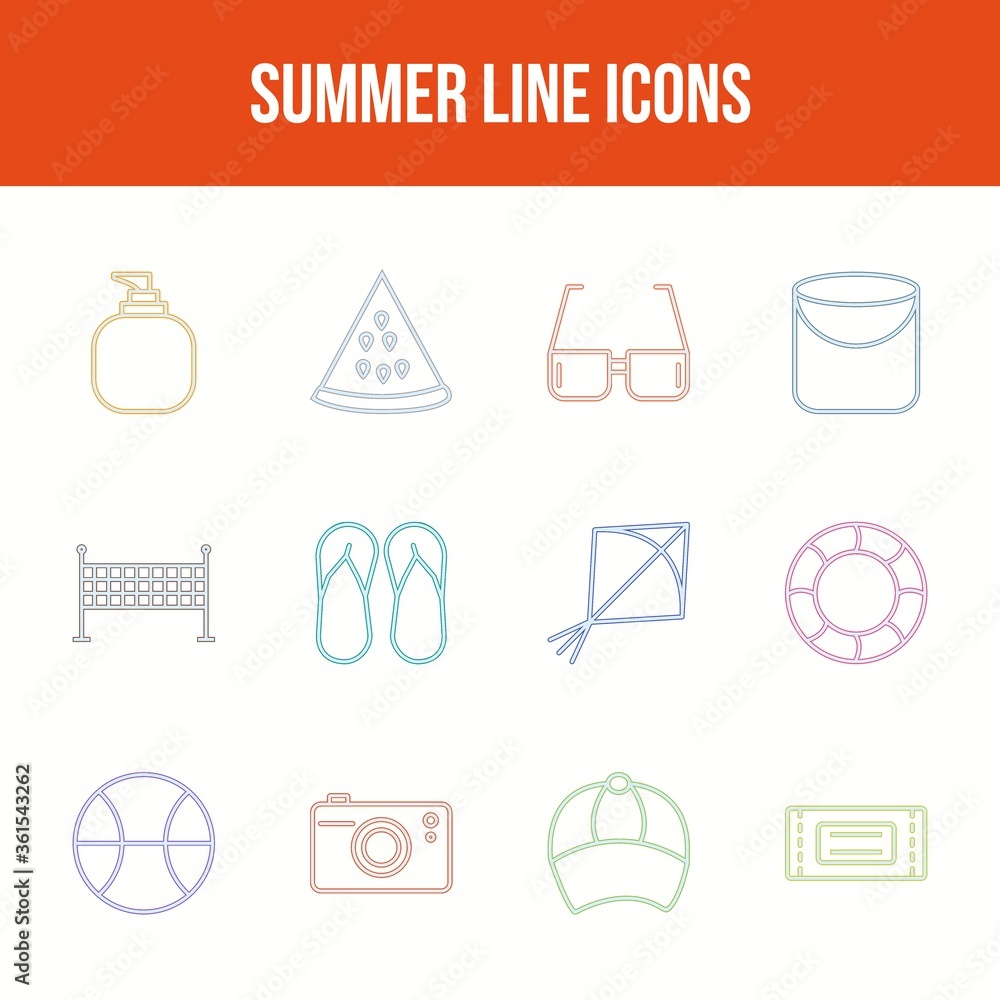 Canvas Prints unique summer vector line icon set