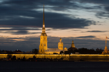 Fototapeta na wymiar Peter and Paul fortress in sunset, Saint-Petersburg, Russia