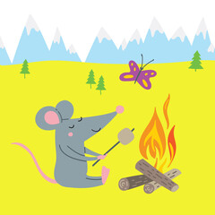 illustration of rat in camp