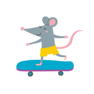 illustration of rat on skateboard