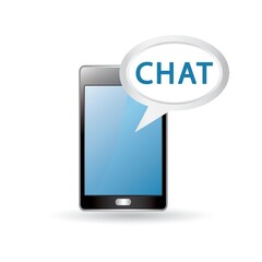 Smartphone with chat speech bubble