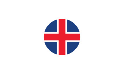 Iceland flag circle national vector illustration
