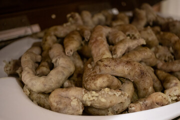 Cooked intestines filled with rice