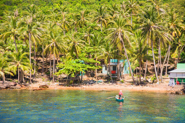 Tropical beach with tropical island