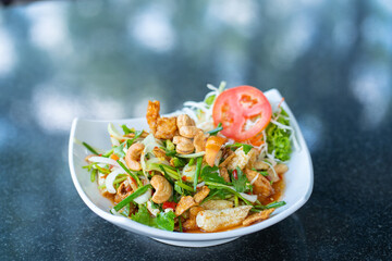 Mixed spicy  salad on a table.