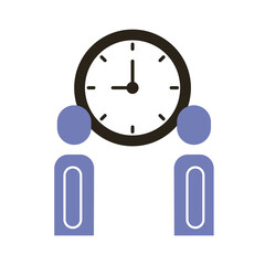 businessmen couple figures with time clock flat style icon