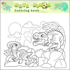 cartoon cute prehistoric dinosaurs coloring book
