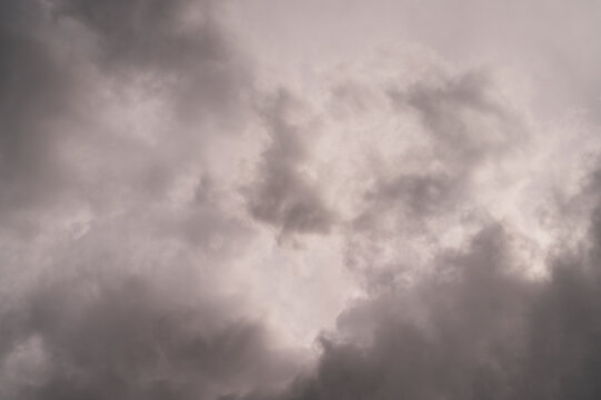 Sky Background Of Gray Atmospheric Clouds