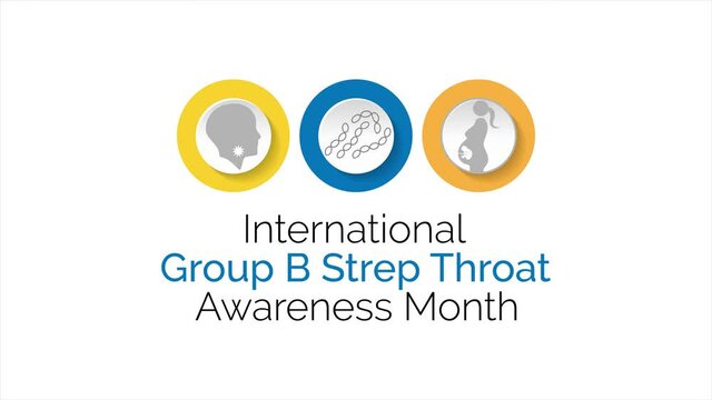 Video animation on the theme of International Group B strep throat awareness month observed each year during July worldwide. motion graphics.