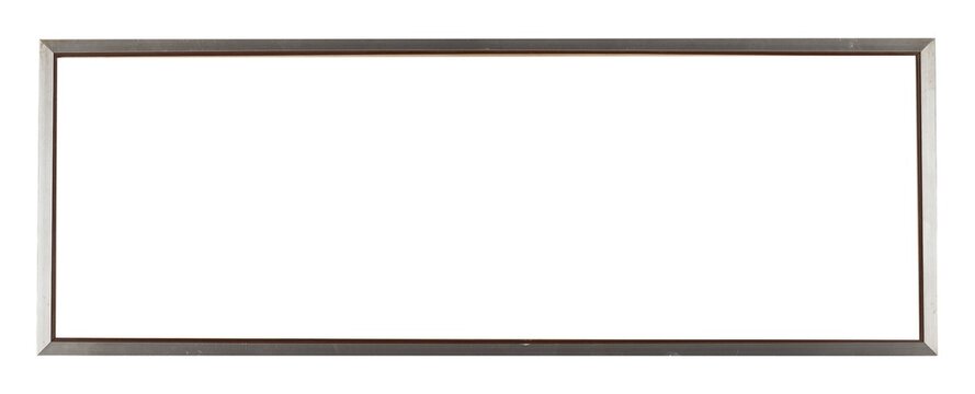Metal rectangular frame for panoramic painting or picture isolated on a white background