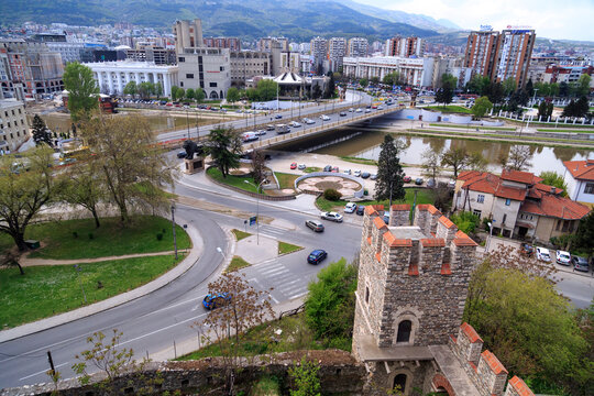 Cityscape view of Skopje from Kale fortress